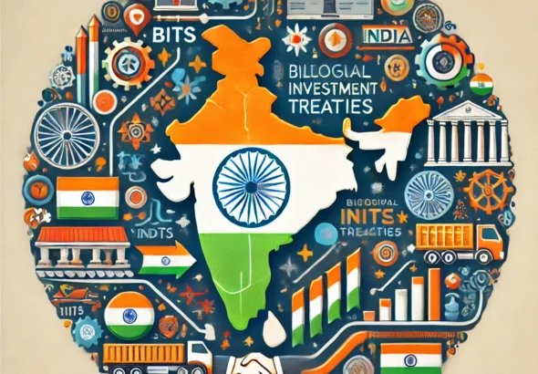 DALL·E 2024-10-21 21.59.02 - A visual representation of India's Bilateral Investment Treaties (BITs), showcasing India's evolving role in global investment. The image includes Ind