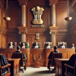 DALL·E 2024-11-06 15.23.02 - A detailed courtroom scene in the Supreme Court of India, focusing on two judges seated at the bench. The setting is grand and solemn, with high woode