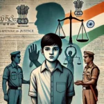 DALL·E 2024-11-10 20.10.57 - A symbolic illustration representing juvenile justice in India. In the foreground, there is a young person with a serious expression, standing between