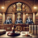 DALL·E 2024-11-23 20.55.29 - A courtroom scene representing the Supreme Court of India during a landmark judgment. The setting includes a grand bench with three distinguished just