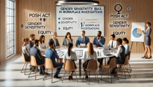 DALL·E 2024-12-29 18.57.40 - A professional setting depicting a diverse group of individuals engaged in a discussion about gender sensitivity and bias in workplace investigations