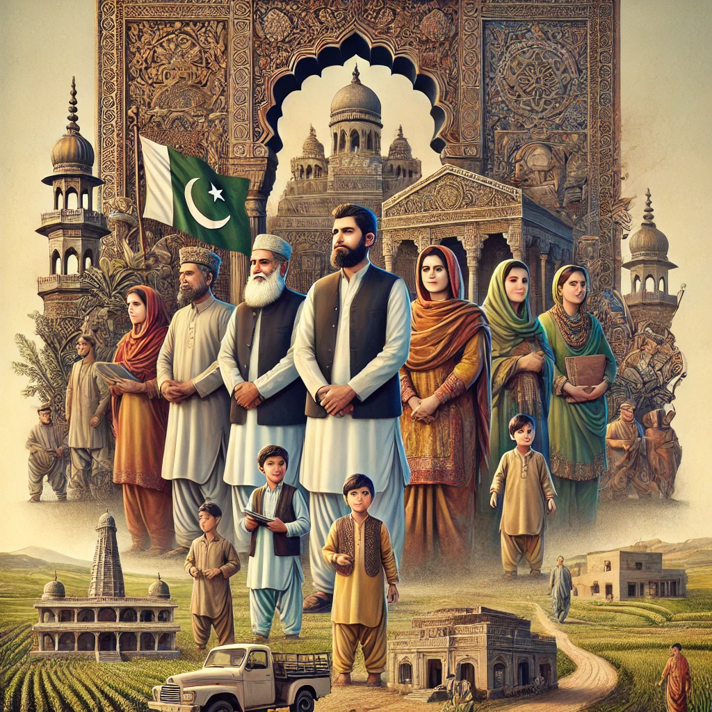 DALL·E 2025-01-30 21.41.35 - A powerful and respectful depiction of Pakistani Hindus. The image features a group of Pakistani Hindus in traditional attire, standing in front of a