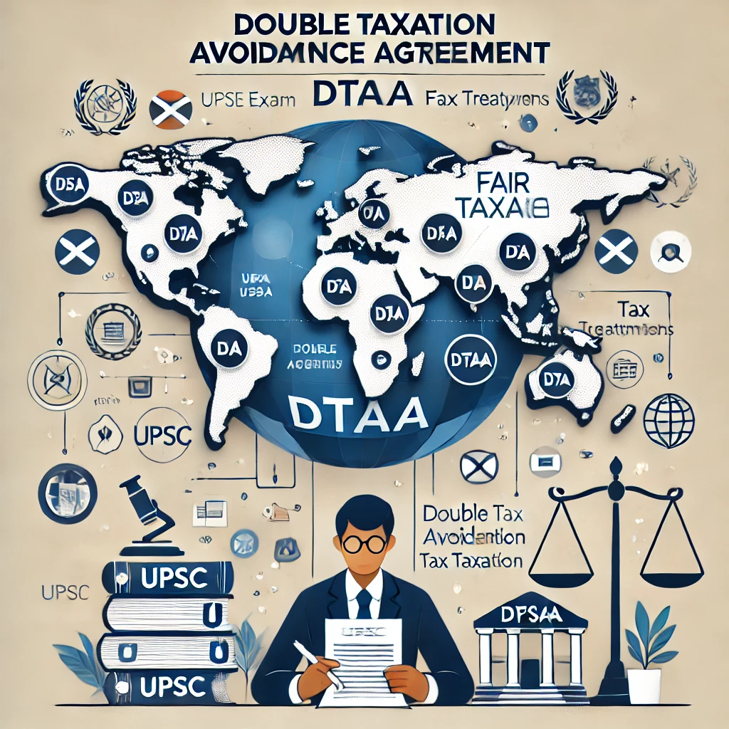 DALL·E 2025-02-07 09.28.51 - A professional infographic on Double Taxation Avoidance Agreement (DTAA). The image includes a world map with highlighted countries connected by tax t