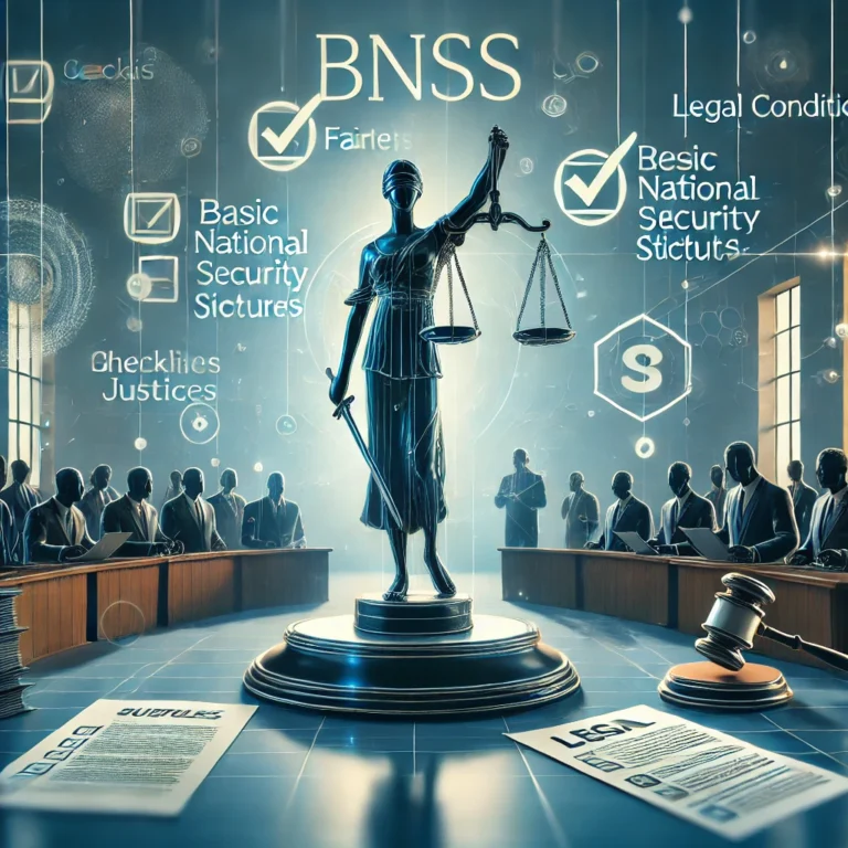 DALL·E 2025-02-21 20.15.18 - A symbolic representation of legal proceedings initiation under BNSS (Basic National Security Statutes). The image features a courtroom with a judge,