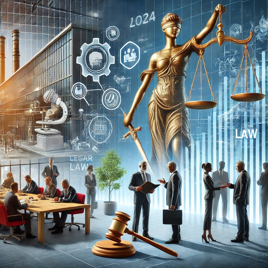 DALL·E 2025-03-15 15.32.22 - A conceptual illustration of the impact of new labor laws on corporate structure in 2024. The image features a modern corporate office with business e