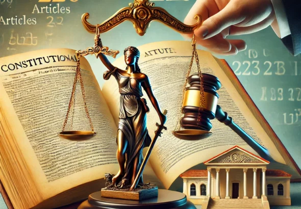 DALL·E 2025-03-12 22.26.29 - A symbolic representation of arbitration and judicial review in India. The image features a balance scale with one side holding a gavel and arbitratio